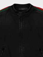 Gucci Black Denim Biker Jacket with Web Detail