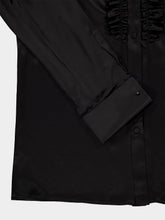 Gucci Black Silk Satin Shirt with Rouches