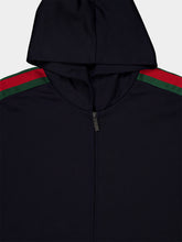Gucci Dark Blue Web Silk Cotton Zip Jacket