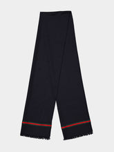 Gucci Dark Blue Double G Silk Cotton Jacquard Stole