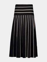Zimmermann Black Crush Stripe Midi Skirt