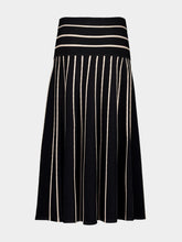 Zimmermann Black Crush Stripe Midi Skirt