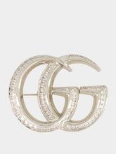 Gucci Silver Double G Crystal Brooch