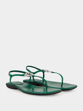 Gucci Green Python Interlocking G Thong Sandals