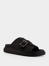 McQueen Black Single Strap Leather Sandals