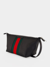 Gucci Black Leather Mega Web Toiletry Case
