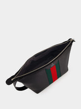 Gucci Black Leather Mega Web Toiletry Case