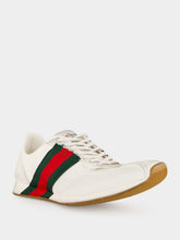 Gucci White Mesh and Suede Tempo Sneakers