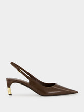 Gucci Dark Brown Leather Castello Slingback Pumps