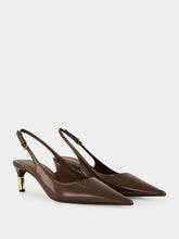 Gucci Dark Brown Leather Castello Slingback Pumps