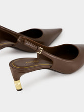 Gucci Dark Brown Leather Castello Slingback Pumps