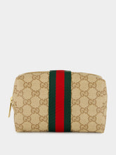 Gucci Sand and Brown GG Cosmetic Case with Web