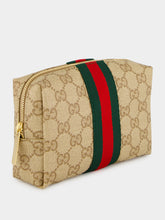 Gucci Sand and Brown GG Cosmetic Case with Web