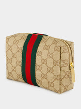 Gucci Sand and Brown GG Cosmetic Case with Web