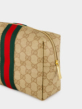Gucci Sand and Brown Large GG Cosmetic Case with Web