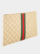 Gucci Sand and Dark Brown GG Large Pouch with Web