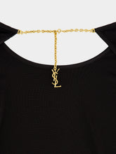 Saint Laurent Black Cassandre Backless Jersey Bodysuit