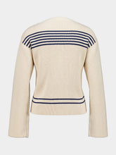 Balenciaga Navy and White Striped Boatneck Sweater