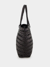 Dragon Diffusion Black Mini Flat Gora Woven Leather Bag