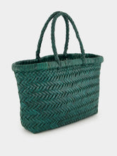 Dragon Diffusion Forest Green Mini Flat Gora Woven Leather Bag