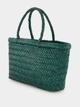 Dragon Diffusion Forest Green Mini Flat Gora Woven Leather Bag