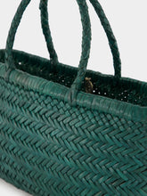 Dragon Diffusion Forest Green Mini Flat Gora Woven Leather Bag