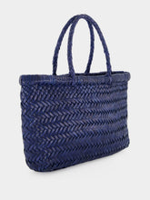 Dragon Diffusion Mini Flat Gora Navy Blue Woven Bag