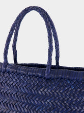 Dragon Diffusion Mini Flat Gora Navy Blue Woven Bag