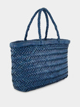 Dragon Diffusion Ocean Blue Mini Flat Gora Leather Tote