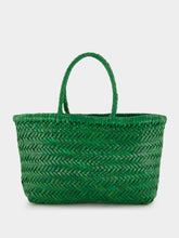 Dragon Diffusion Parrot Green Mini Flat Gora Woven Leather Bag