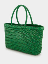 Dragon Diffusion Parrot Green Mini Flat Gora Woven Leather Bag