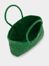 Dragon Diffusion Parrot Green Mini Flat Gora Woven Leather Bag
