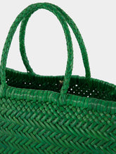 Dragon Diffusion Parrot Green Mini Flat Gora Woven Leather Bag
