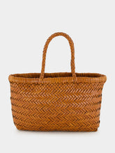 Tan Mini Flat Gora Woven Leather Bag