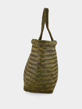 Dragon Diffusion Khaki Green Triple Jump Big Woven Leather Tote
