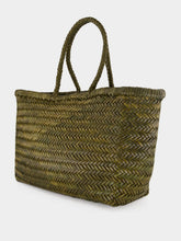 Dragon Diffusion Khaki Green Triple Jump Big Woven Leather Tote