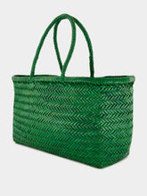 Dragon Diffusion Parrot Green Triple Jump Big Woven Leather Tote