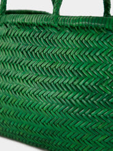 Dragon Diffusion Parrot Green Triple Jump Big Woven Leather Tote