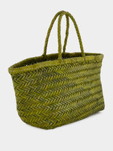 Bamboo Green Triple Jump Small Woven Leather Tote