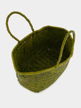 Dragon Diffusion Bamboo Green Triple Jump Small Woven Leather Tote
