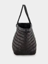 Dragon Diffusion Black Triple Jump Small Woven Leather Tote