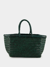 Dragon Diffusion Forest Green Triple Jump Small Woven Leather Tote