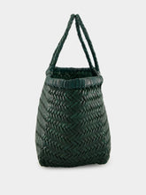 Dragon Diffusion Forest Green Triple Jump Small Woven Leather Tote