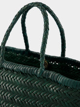 Dragon Diffusion Forest Green Triple Jump Small Woven Leather Tote