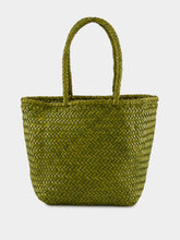 Dragon Diffusion Bamboo Green Grace Basket Small Woven Leather Tote