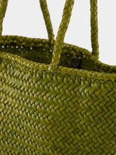 Dragon Diffusion Bamboo Green Grace Basket Small Woven Leather Tote