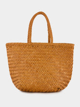Dragon Diffusion Camel Grace Small Woven Leather Basket Bag