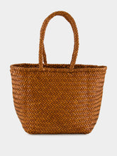 Tan Grace Basket Small Woven Leather Tote