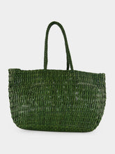 Dragon Diffusion Leaf Green Terrafino Woven Leather Tote