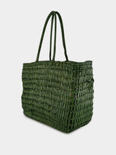 Dragon Diffusion Leaf Green Terrafino Woven Leather Tote